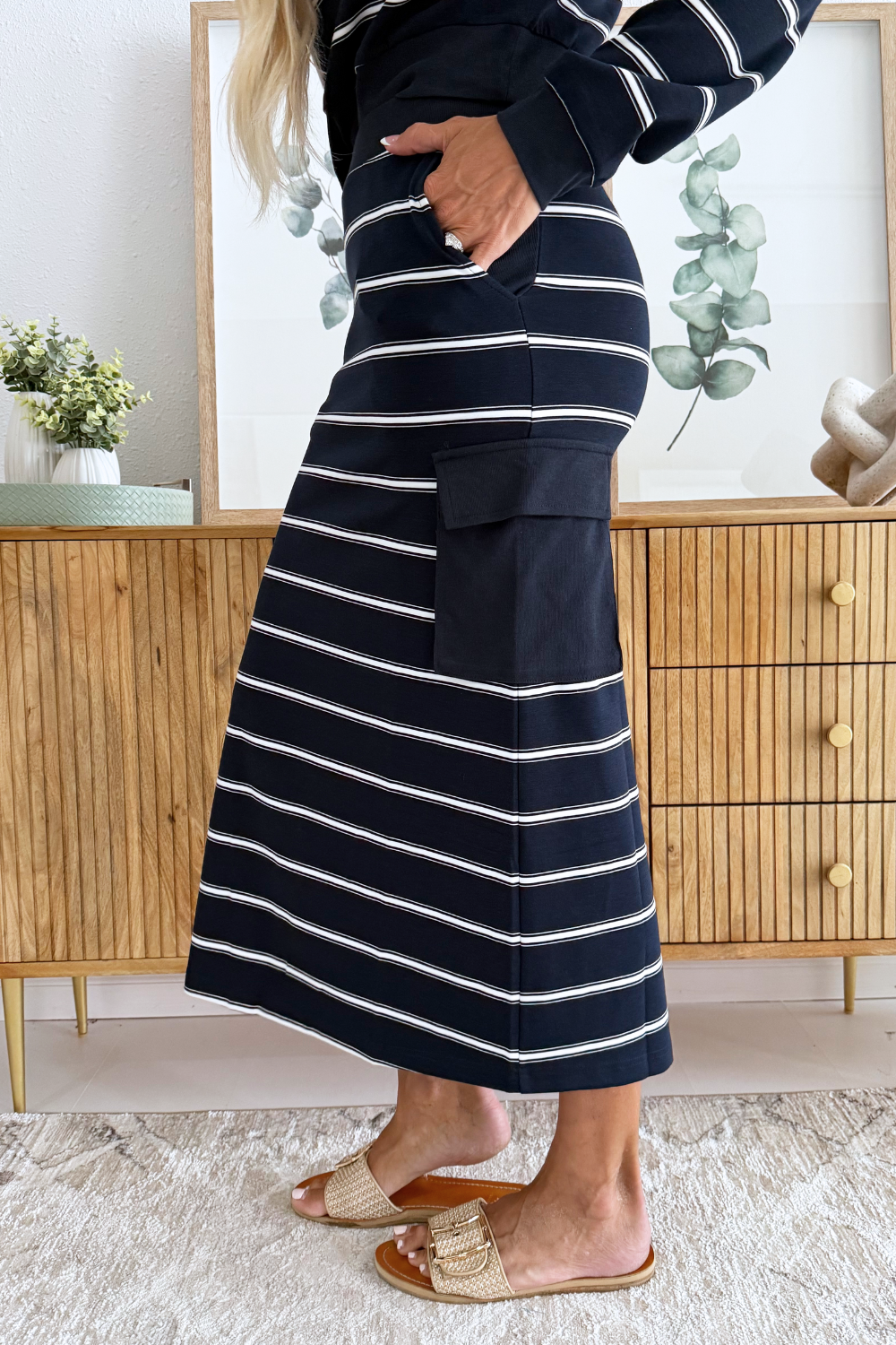 Striped Cargo Sweatshirt Skirt