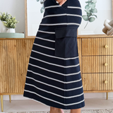 Striped Cargo Sweatshirt Skirt