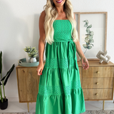 Contrast Eyelet Detailed Maxi Dress
