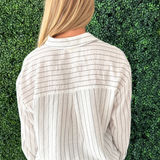Stripe V Neck Button Down Blouse