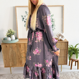 Surplice Neck Midi Dress