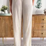 Metallic Pleated Relaxed Pants