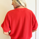 Round Neck Cloudy Knit 1/2 Sleeve Top