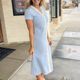 Striped Button-Up Midi Dress