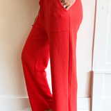 Knit Drawstring Wide Leg Bottoms