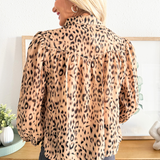 Printed Lightweight Button Up Blouse