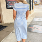 Striped Button-Up Midi Dress