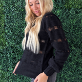 Pointelle Stripe Knit Pullover