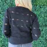 Pointelle Stripe Knit Pullover