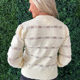 Pointelle Stripe Knit Pullover