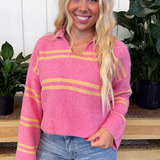Striped V-Neck Long Sleeve Sweater