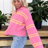 Striped V-Neck Long Sleeve Sweater