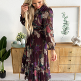Floral Surplice Pleated Maxi Dress