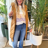 Quilted Puffer Long Hoodie Vest