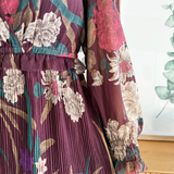 Floral Surplice Pleated Maxi Dress