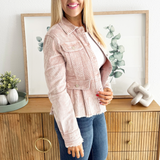 Washed Denim Peplum Jacket