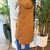 Quilted Puffer Long Hoodie Vest