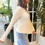 Color Trimmed Button Henley Long Sleeve Top