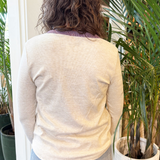 Color Trimmed Button Henley Long Sleeve Top