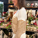 Striped Chest Pocket Crew Neck Pullover Sweater