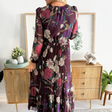 Floral Surplice Pleated Maxi Dress