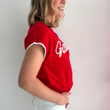 Game Day Embroidered Knit Short Sleeve