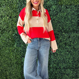 Striped Polo Neck Sweater