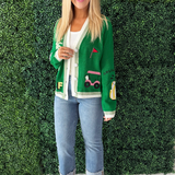 Golf Embroidered Patch Cardigan