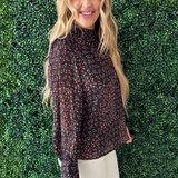 Mock Neck Printed Long Sleeve
