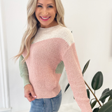 Color Block Boucle Sweater