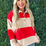 Striped Polo Neck Sweater