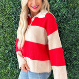 Striped Polo Neck Sweater