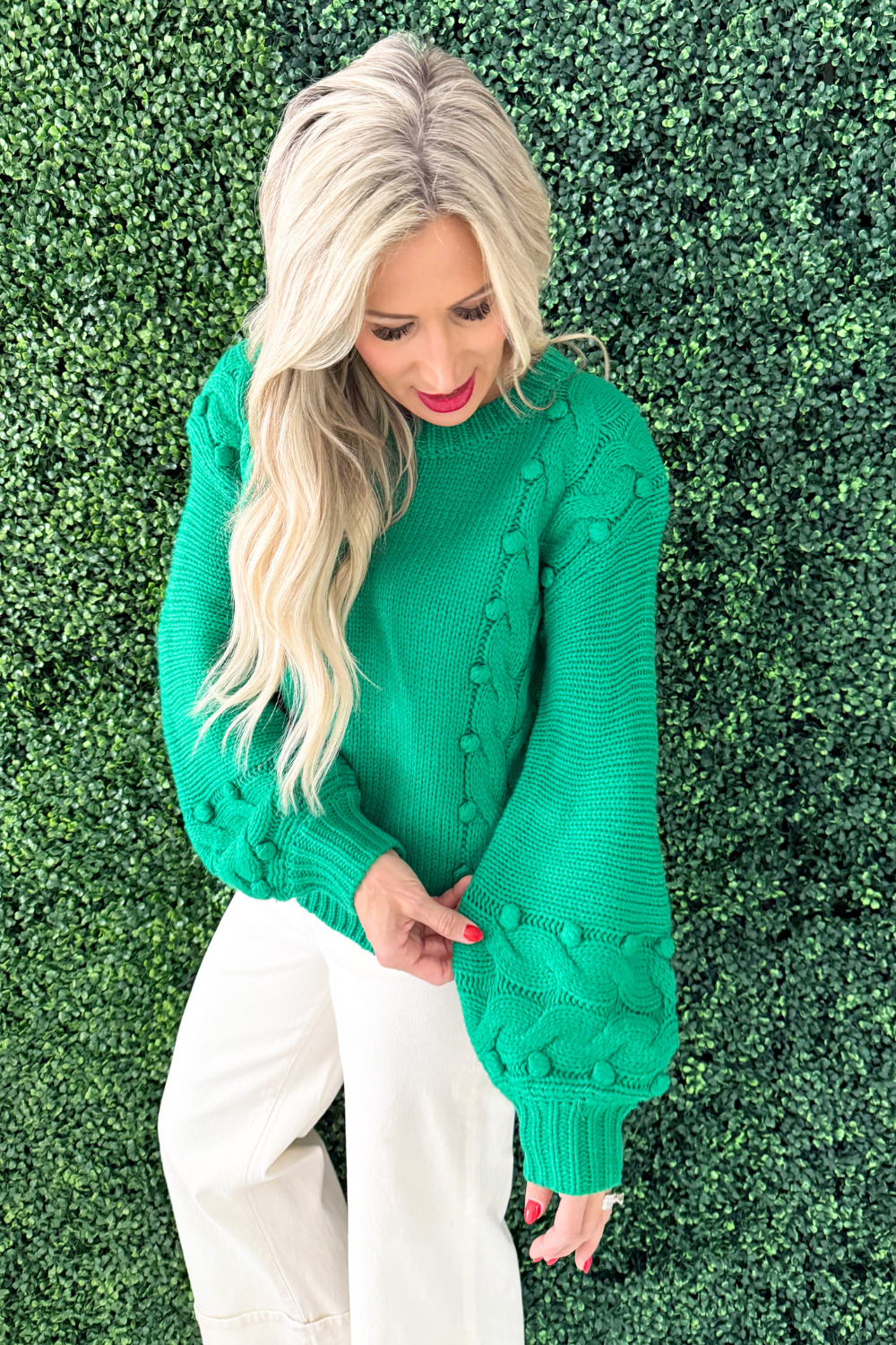 Pom Pom Cable Knit Sweater