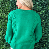 Pom Pom Cable Knit Sweater