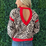 Contrast Ribbing Detail Open Back Sweater