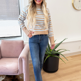 Texture Striped Contrast Sweater