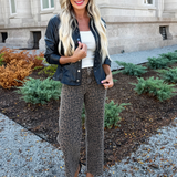 Mid Rise Leopard Print Boyfriend Jeans