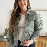 Washed Denim Peplum Jacket