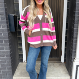 Striped V-Neck Cardigan