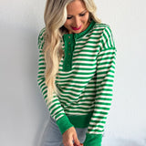 Stripe French Terry Snap Button Pullover