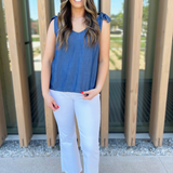 Tie Shoulder V-Neck Sleeveless Top