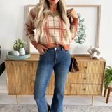 Plaid V Neck Knit Sweater