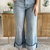 Meg High Rise Fab Ab Wide Legs Roll Up Regular Hem