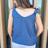Tie Shoulder V-Neck Sleeveless Top