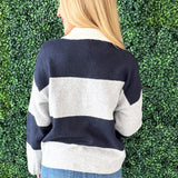 Striped Polo Neck Sweater