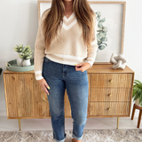 V-Neck Varsity Stripe Knit Sweater