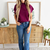 Mock Neck Short Sleeve Top