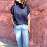 Short Sleeve Mock Neck Sweater
