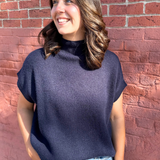 Short Sleeve Mock Neck Sweater