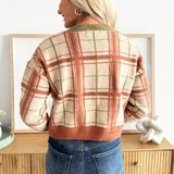 Plaid V Neck Knit Sweater
